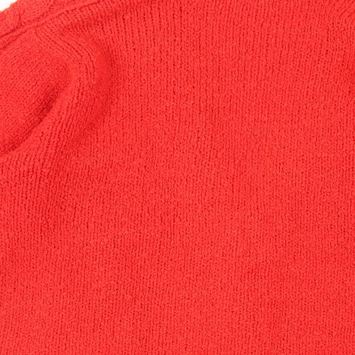 Emreco Womens Red V-Neck Acrylic Cardigan Jumper Size 16