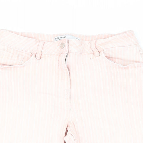 NEXT Womens Pink Striped Cotton Skimmer Shorts Size 12 L15 in Regular Zip