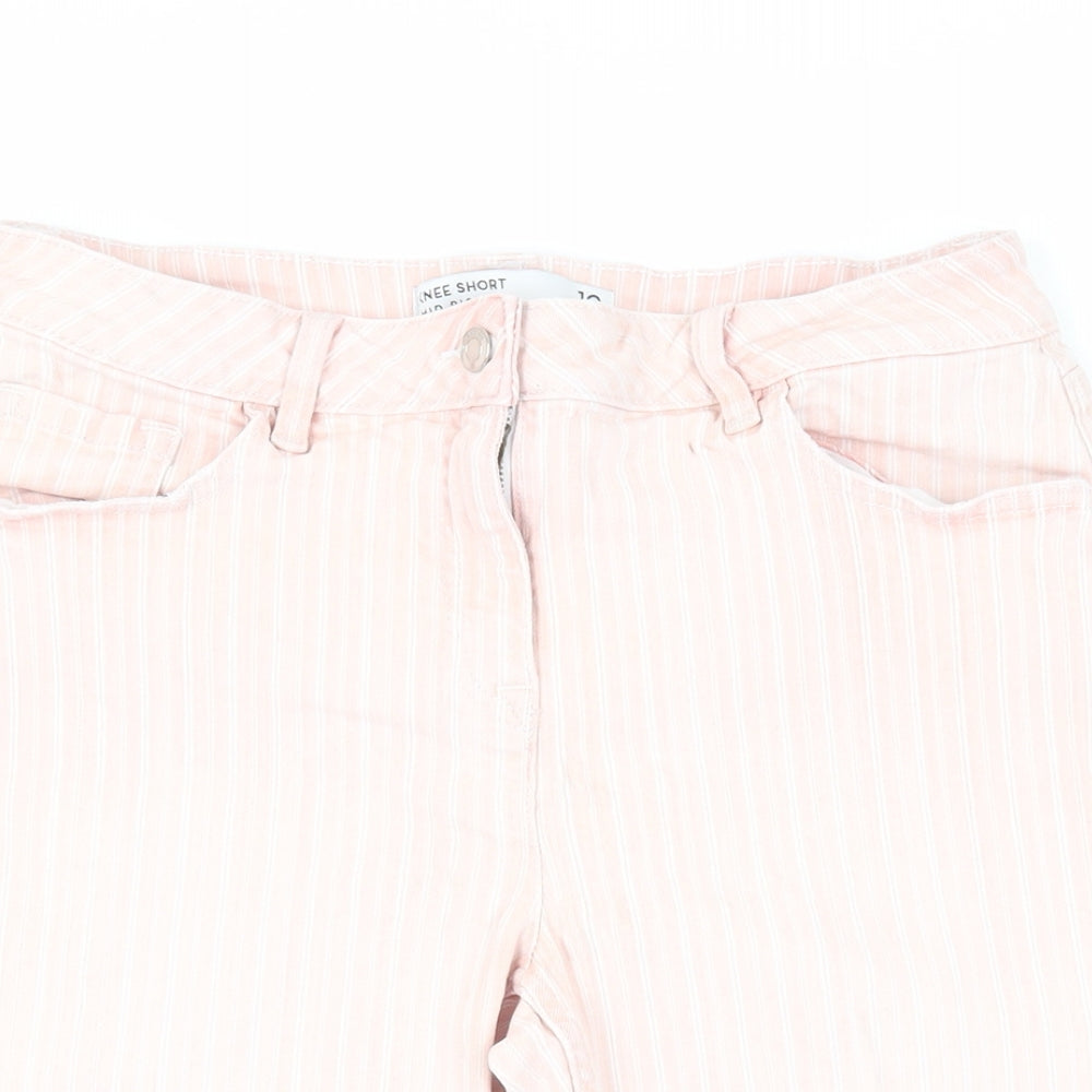 NEXT Womens Pink Striped Cotton Skimmer Shorts Size 12 L15 in Regular Zip