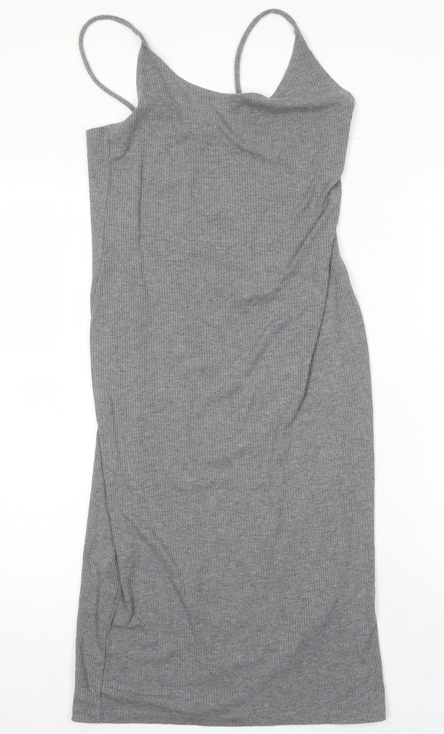 H&M Womens Grey Polyester T-Shirt Dress Size M Round Neck