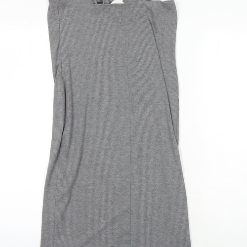 H&M Womens Grey Polyester T-Shirt Dress Size M Round Neck