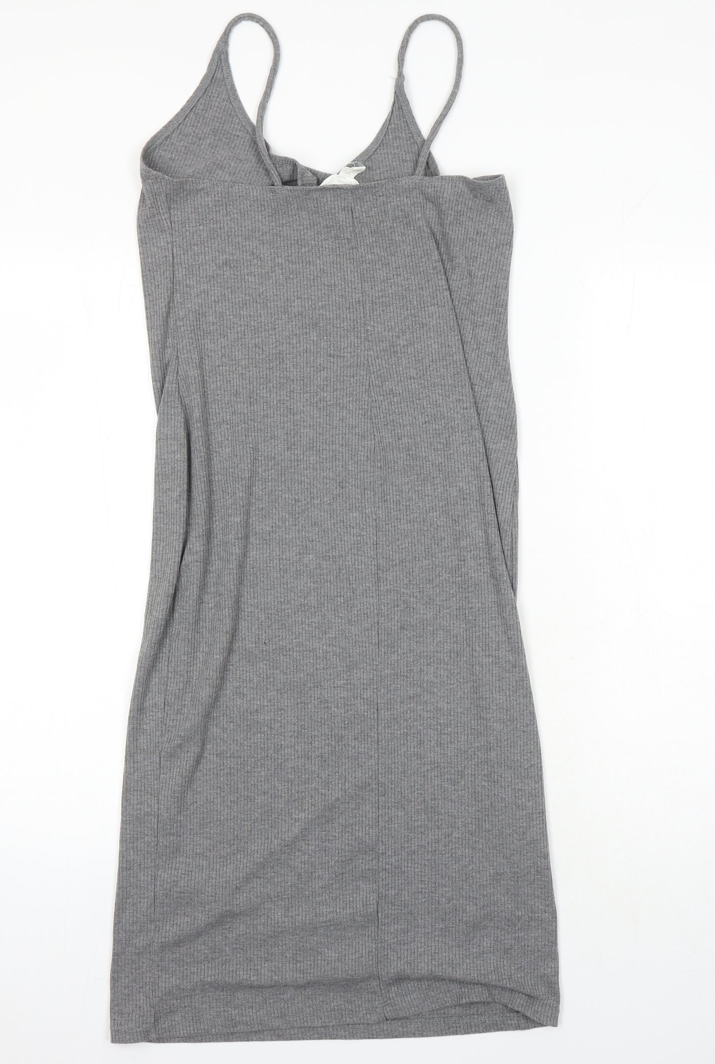 H&M Womens Grey Polyester T-Shirt Dress Size M Round Neck