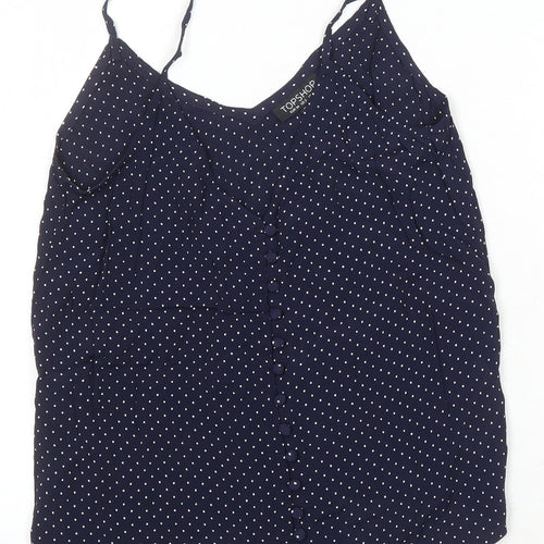 Topshop Womens Multicoloured Polka Dot Viscose Camisole Blouse Size 6 V-Neck