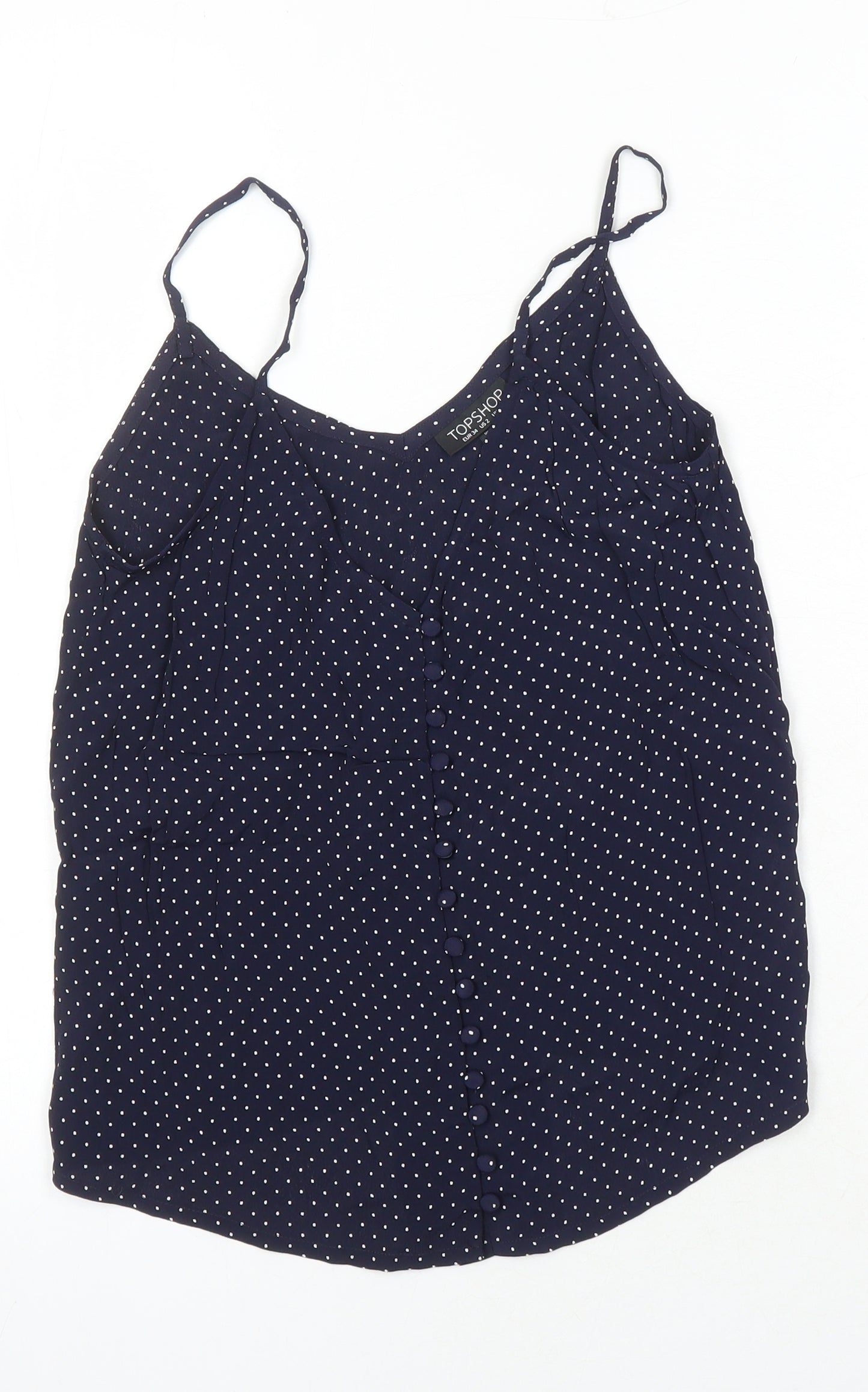 Topshop Womens Multicoloured Polka Dot Viscose Camisole Blouse Size 6 V-Neck