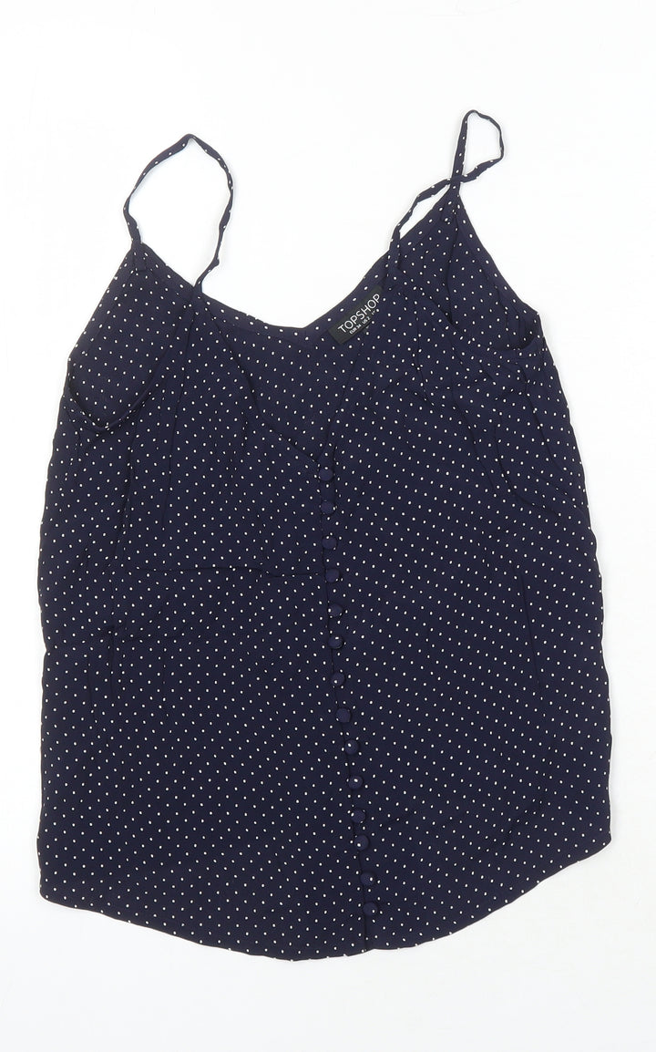 Topshop Womens Multicoloured Polka Dot Viscose Camisole Blouse Size 6 V-Neck