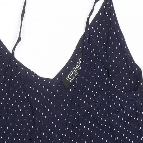 Topshop Womens Multicoloured Polka Dot Viscose Camisole Blouse Size 6 V-Neck