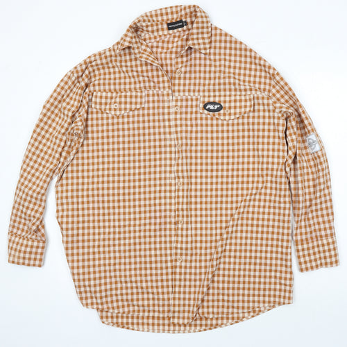 PRETTYLITTLETHING Womens Multicoloured Check Polyester Basic Button-Up Size 10 Collared