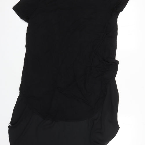 Originals 1974 Womens Black Polyester Tunic T-Shirt Size S Round Neck - rounded hem with longer back
