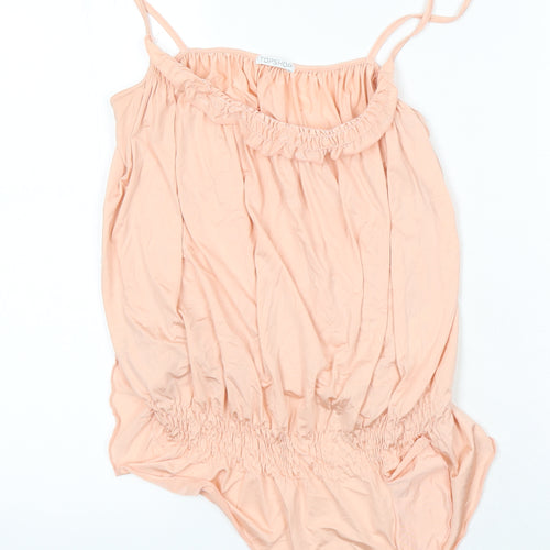 Topshop Womens Orange Polyimide Camisole Blouse Size 10 Square Neck - Asymmetrical hemline