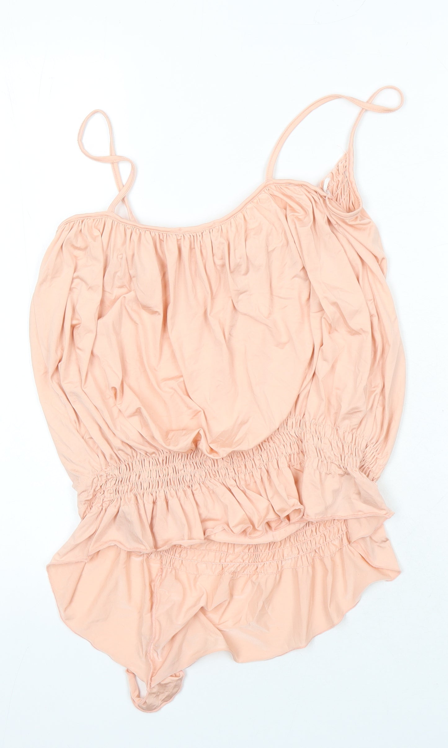Topshop Womens Orange Polyimide Camisole Blouse Size 10 Square Neck - Asymmetrical hemline