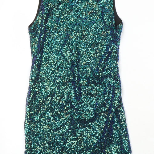 H&M Womens Multicoloured Houndstooth Polyester Shift Size 10 Round Neck - sequined with open back detail