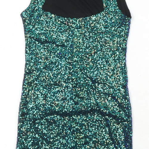 H&M Womens Multicoloured Houndstooth Polyester Shift Size 10 Round Neck - sequined with open back detail