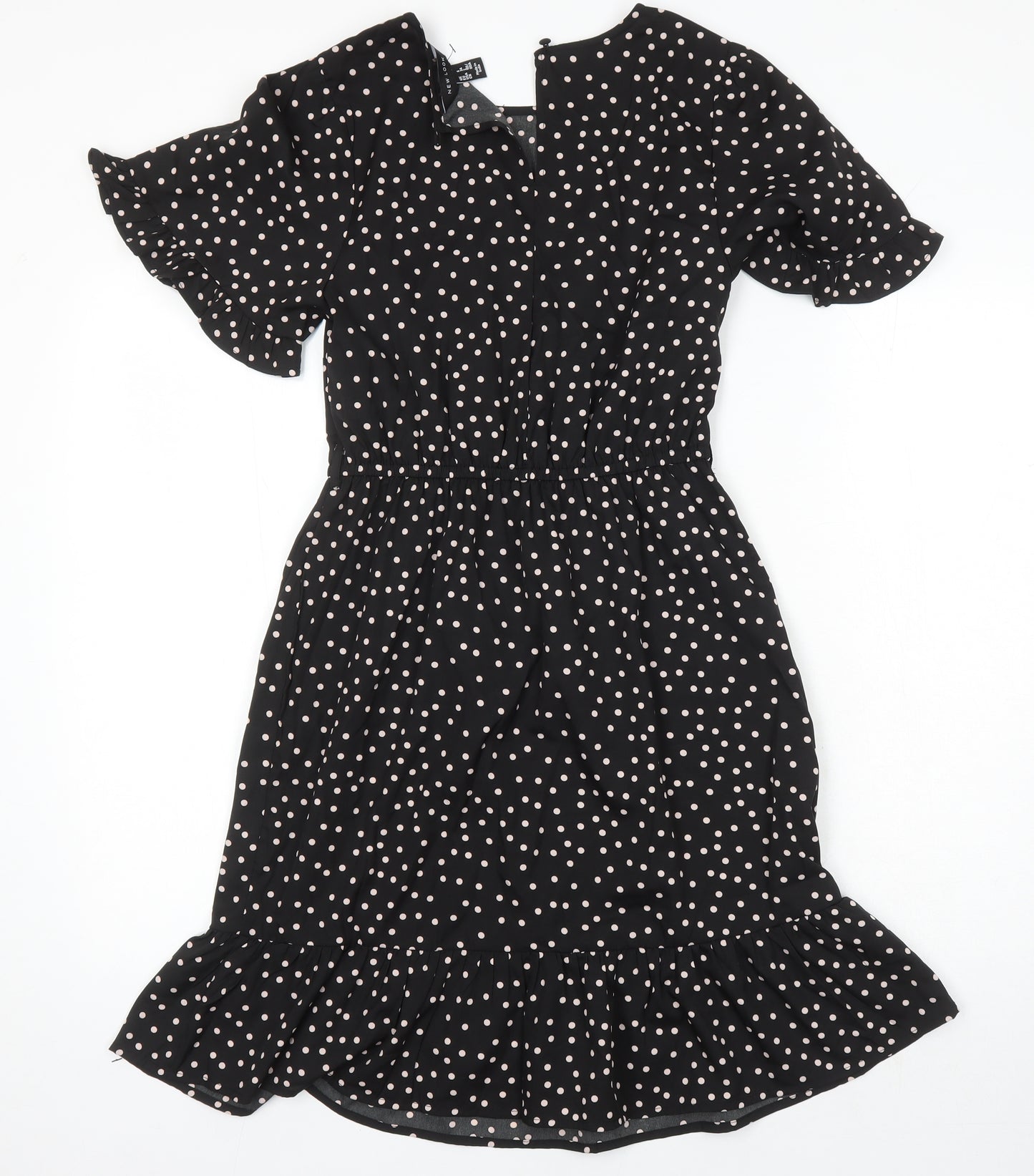 New Look Womens Multicoloured Polka Dot Polyester Fit & Flare Size 6 Round Neck