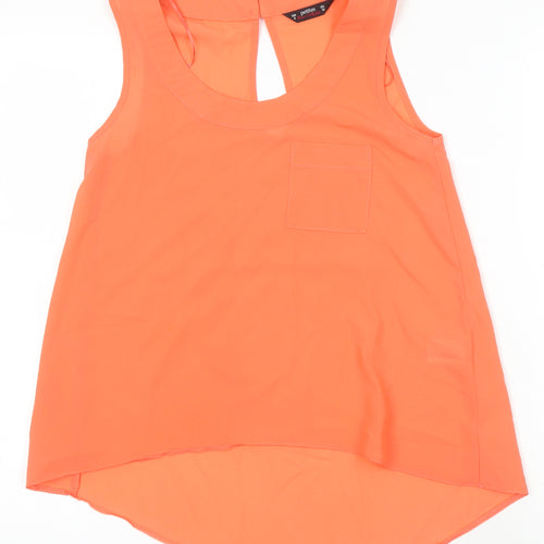 Miss Selfridge Womens Orange Polyester Tunic Blouse Size 4 Scoop Neck