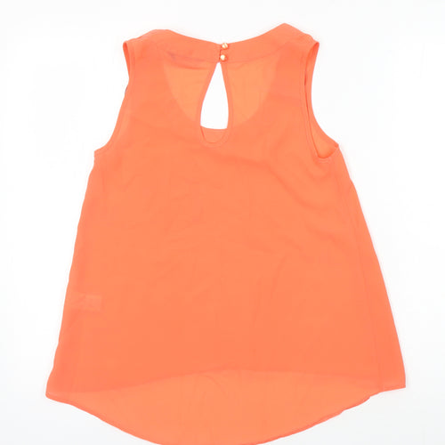 Miss Selfridge Womens Orange Polyester Tunic Blouse Size 4 Scoop Neck