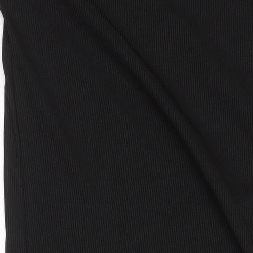 Boohoo Womens Black Houndstooth Polyester T-Shirt Dress Size 10 Round Neck - Side Split Detail