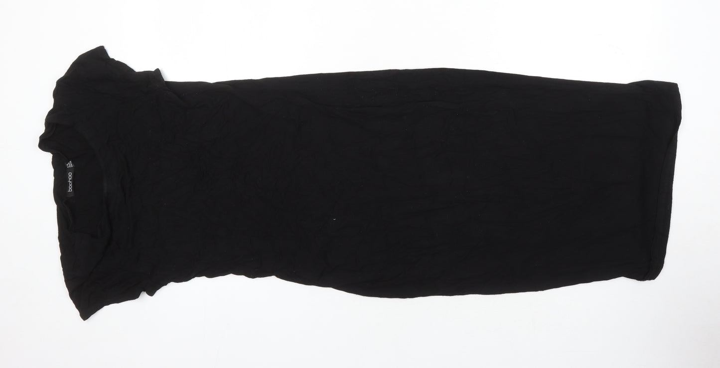 Boohoo Womens Black Viscose T-Shirt Dress Size 12 Round Neck
