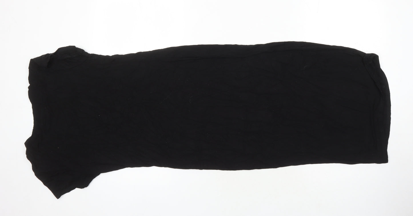 Boohoo Womens Black Viscose T-Shirt Dress Size 12 Round Neck