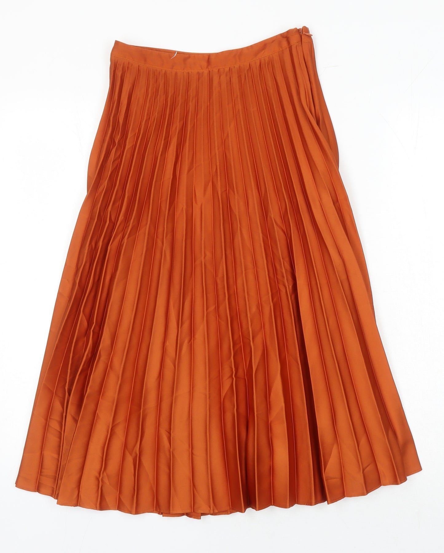 Topshop Womens Gold Polyester Pleated Skirt Size 6 Zip