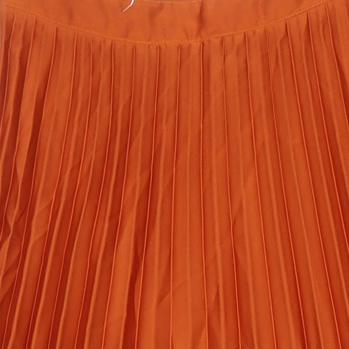 Topshop Womens Gold Polyester Pleated Skirt Size 6 Zip