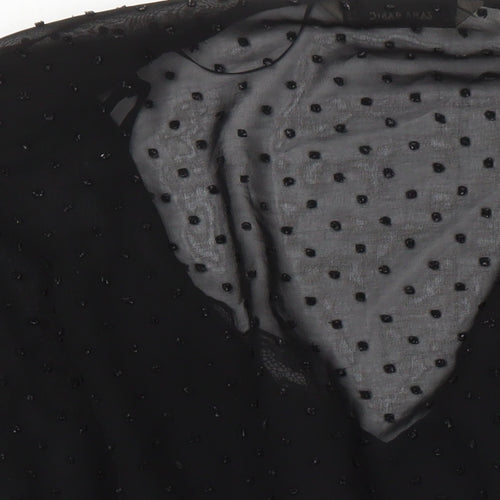 Zara Womens Black Viscose Tunic Blouse Size M V-Neck