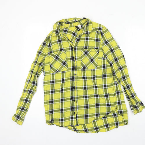 H&M Womens Multicoloured Check 100% Cotton Basic Blouse Size 8 Collared