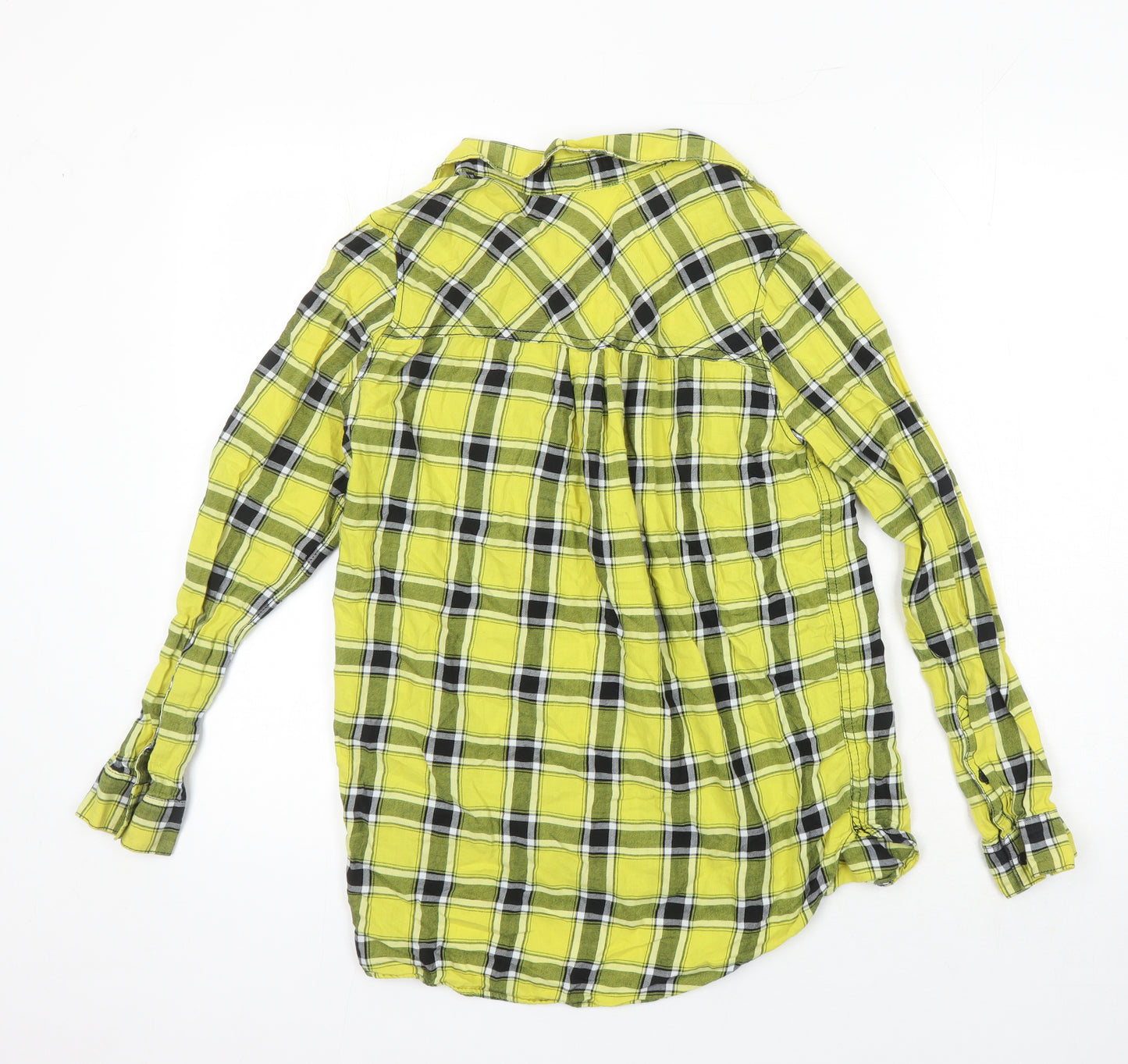 H&M Womens Multicoloured Check 100% Cotton Basic Blouse Size 8 Collared