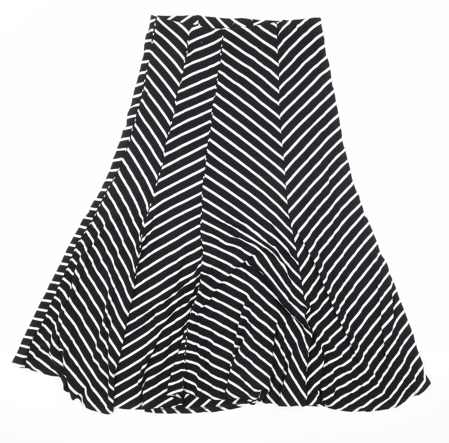 M&S Womens Multicoloured Striped Viscose Flare Skirt Size 10