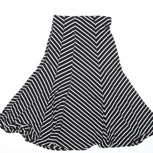 M&S Womens Multicoloured Striped Viscose Flare Skirt Size 10