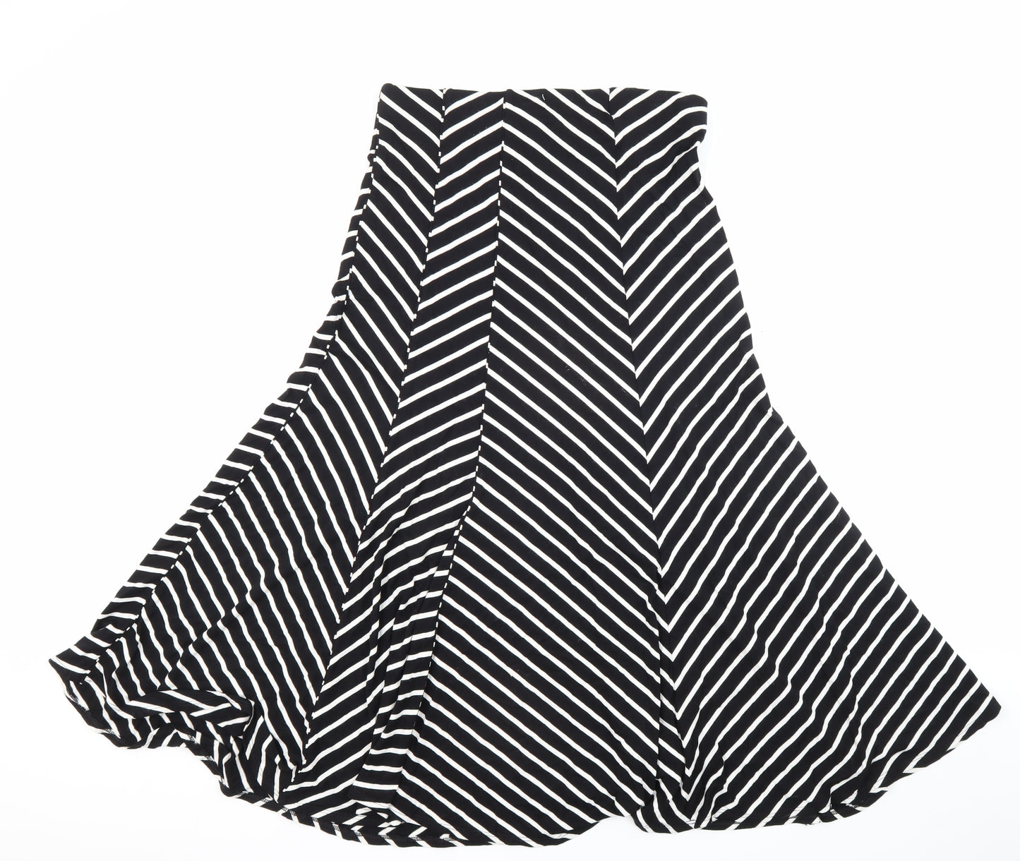 M&S Womens Multicoloured Striped Viscose Flare Skirt Size 10