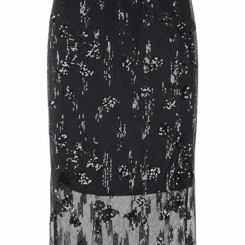 M&S Womens Black Polyester Straight & Pencil Skirt Size 8 - Elastic Waist