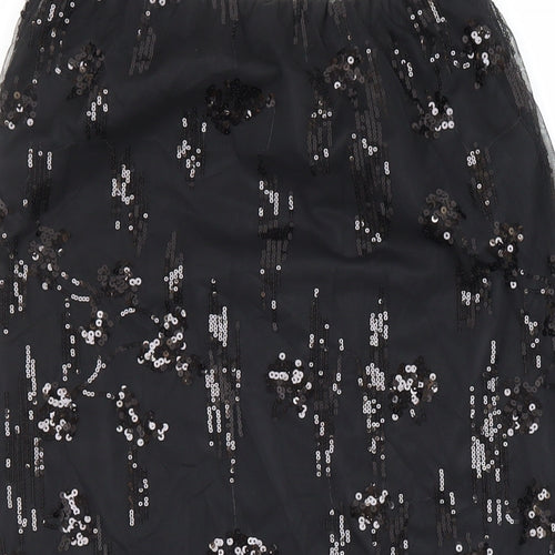 M&S Womens Black Polyester Straight & Pencil Skirt Size 8 - Elastic Waist