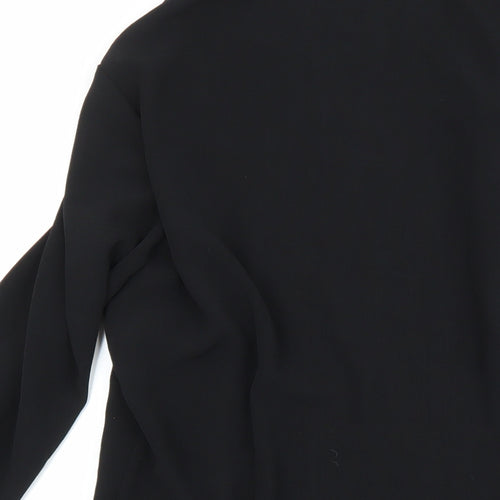 Marks and Spencer Womens Black Polyester Basic Button-Up Size 14 Round Neck