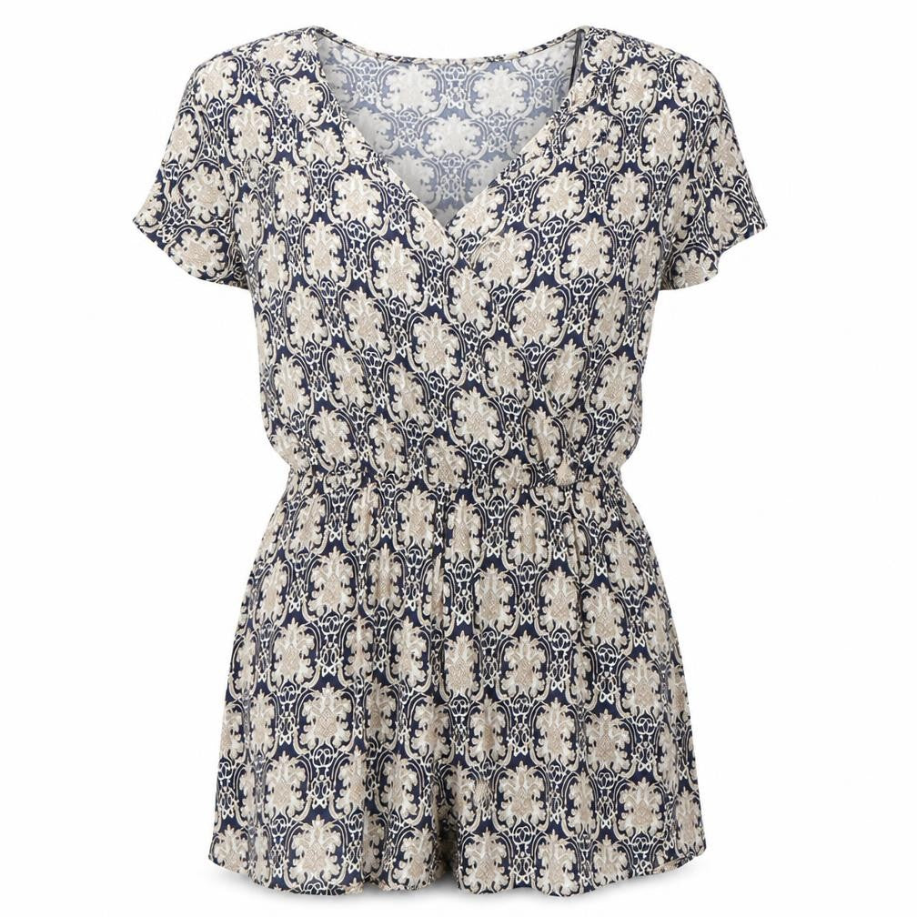 Front view of Forever 21 women’s multicoloured geometric synthetic playsuit one-piece, size S