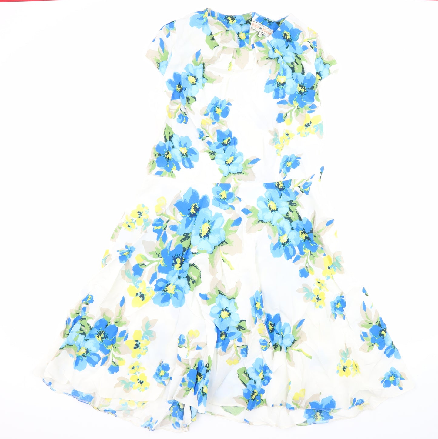 Billie &Blossom Womens Multicoloured Floral Viscose Skater Dress Size 16 Round Neck