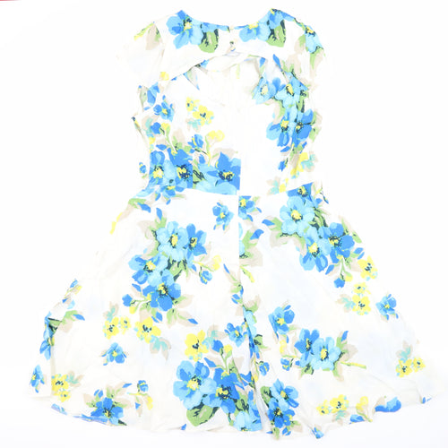 Billie &Blossom Womens Multicoloured Floral Viscose Skater Dress Size 16 Round Neck