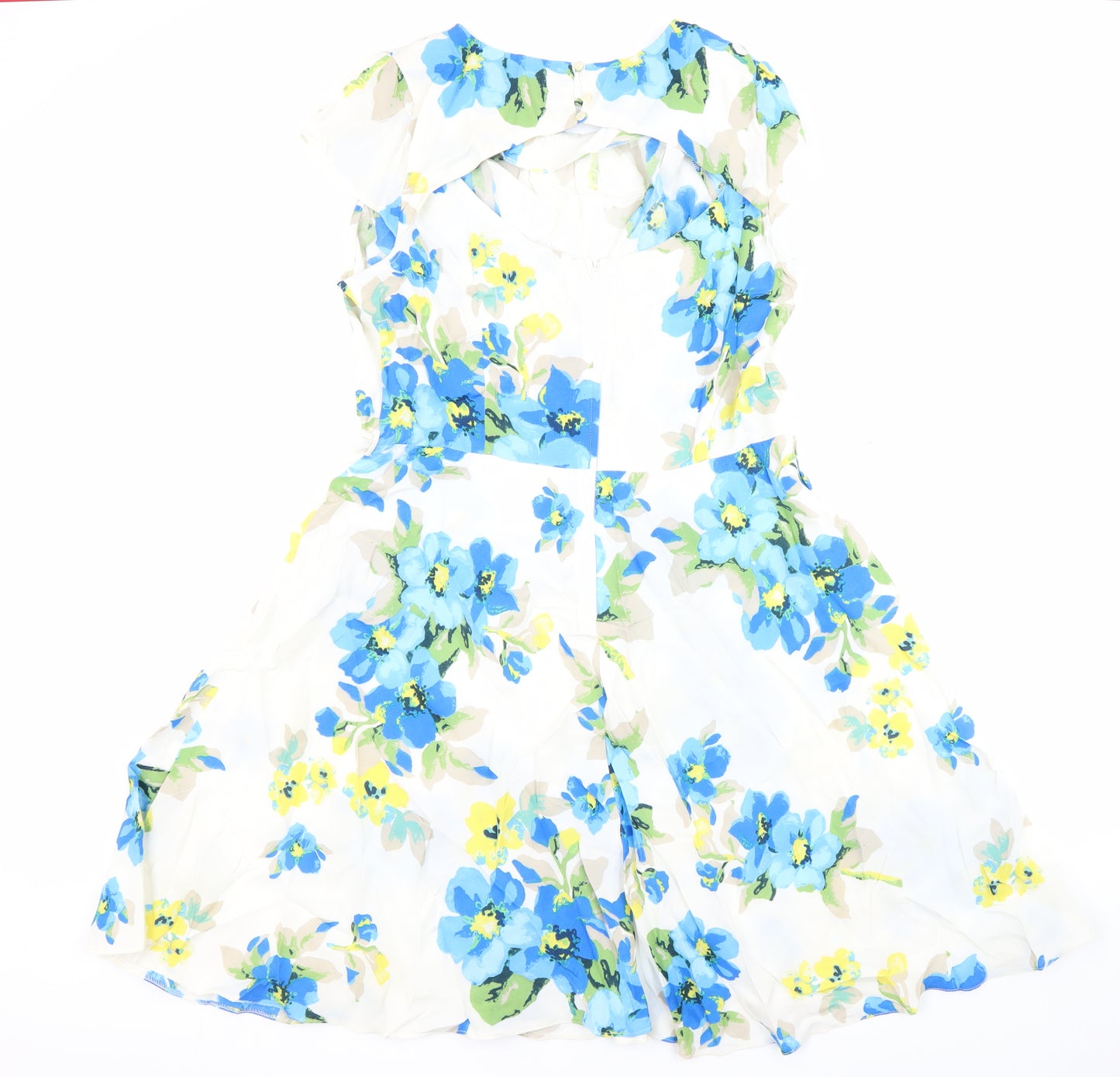 Billie &Blossom Womens Multicoloured Floral Viscose Skater Dress Size 16 Round Neck