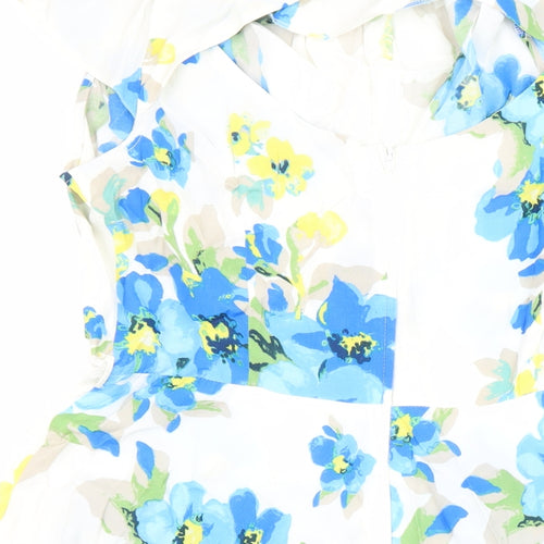 Billie &Blossom Womens Multicoloured Floral Viscose Skater Dress Size 16 Round Neck