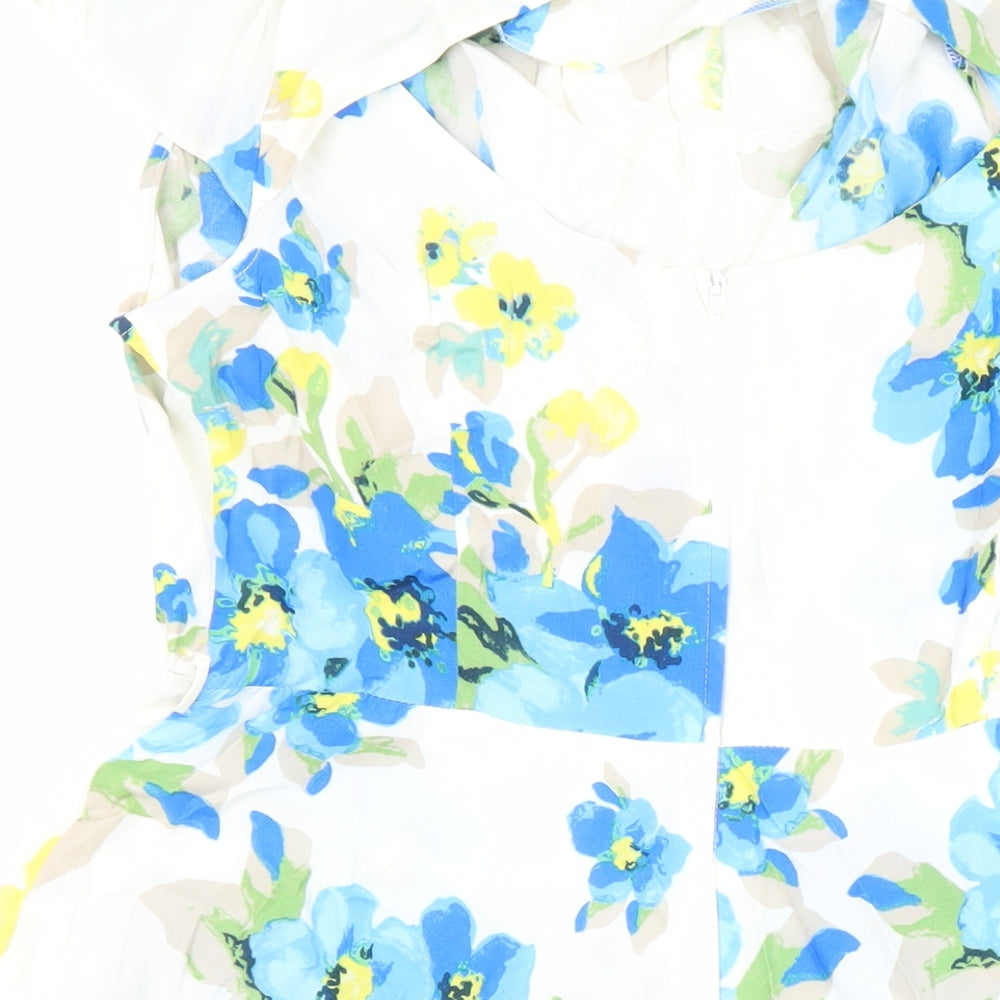 Billie &Blossom Womens Multicoloured Floral Viscose Skater Dress Size 16 Round Neck