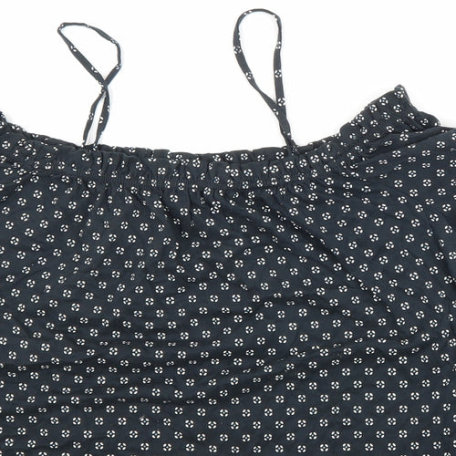 H&M Womens Multicoloured Geometric 100% Cotton Basic Blouse Size S Square Neck