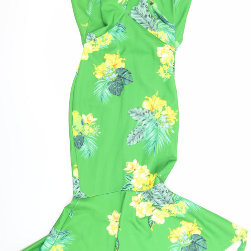 True Violet Womens Multicoloured Floral Polyester Fit & Flare Size 8 V-Neck - backless