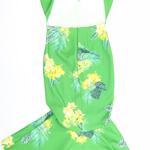 True Violet Womens Multicoloured Floral Polyester Fit & Flare Size 8 V-Neck - backless