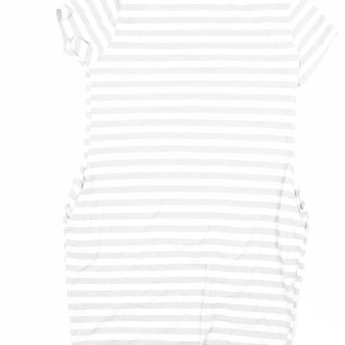 Sweetissima Womens Multicoloured Striped Polyester Tunic Blouse Size 10 Boat Neck - Pockets