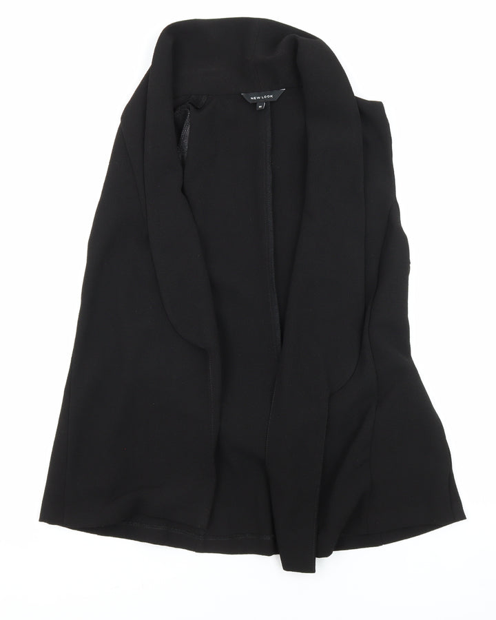 New Look Womens Black Kimono Waistcoat Size 10 Tie