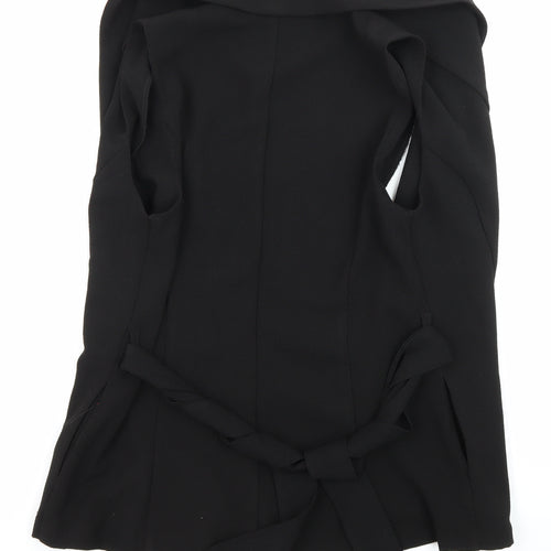 New Look Womens Black Kimono Waistcoat Size 10 Tie