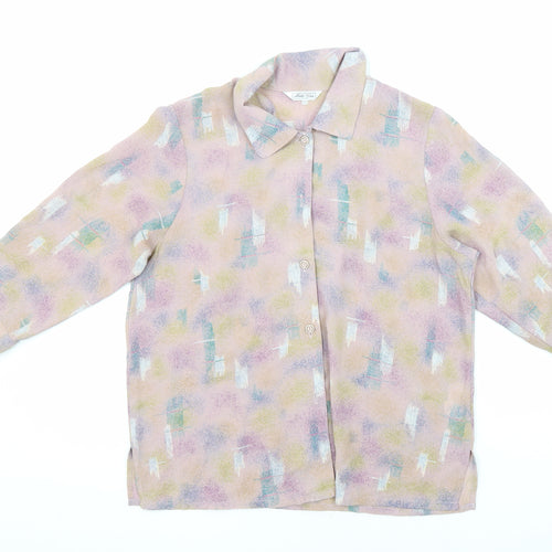 Moka Giene Womens Multicoloured Geometric Polyester Blend Basic Blouse Size M Collared