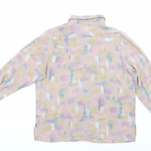 Moka Giene Womens Multicoloured Geometric Polyester Blend Basic Blouse Size M Collared