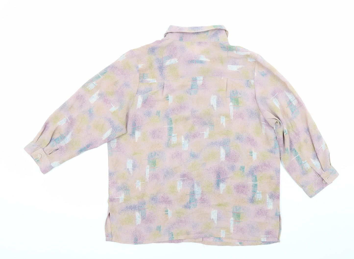 Moka Giene Womens Multicoloured Geometric Polyester Blend Basic Blouse Size M Collared