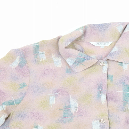 Moka Giene Womens Multicoloured Geometric Polyester Blend Basic Blouse Size M Collared