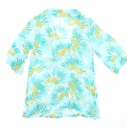 Monsoon Womens Multicoloured Geometric Silk Tunic Blouse Size 10 V-Neck